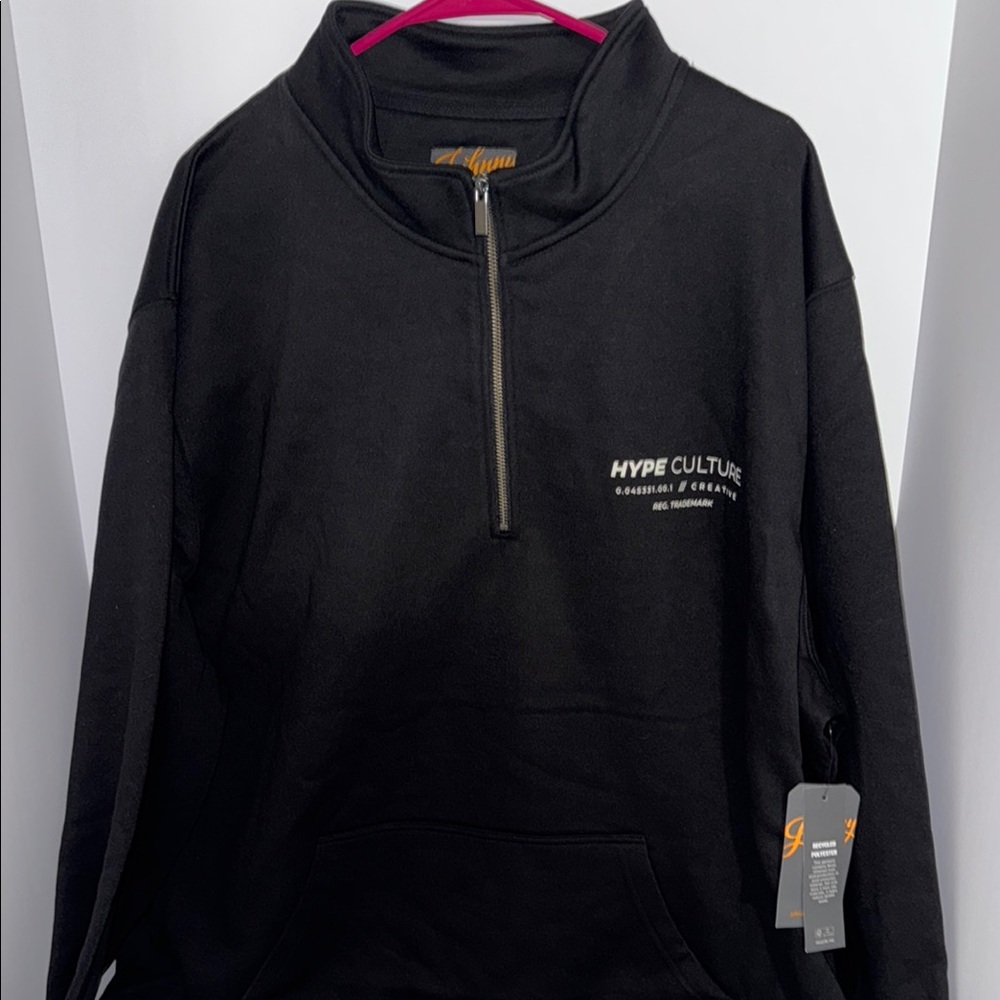 Black Zip Up Sweater with Mock Neck and Sporty Style